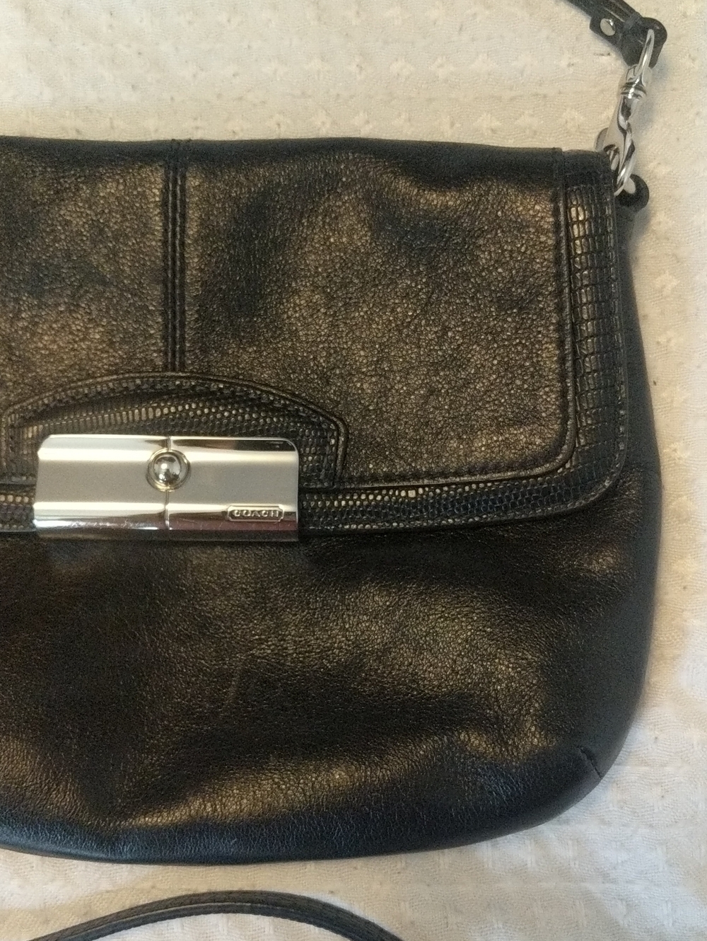 Vintage Coach Kristin Black Leather Crossbody Shoulder Bag Heavy Magnet Flap